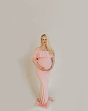 Colbie Gown • Fitted Maternity Gown • Ruffle Top Maternity Gown • Off Shoulder Maternity Gown • Slim Fit Gown • Bridesmaid Dress • Event Gown • Photo Shoot • by Sew Trendy
