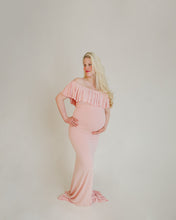 Colbie Gown • Fitted Maternity Gown • Ruffle Top Maternity Gown • Off Shoulder Maternity Gown • Slim Fit Gown • Bridesmaid Dress • Event Gown • Photo Shoot • by Sew Trendy