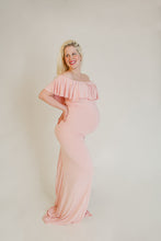 Colbie Gown • Fitted Maternity Gown • Ruffle Top Maternity Gown • Off Shoulder Maternity Gown • Slim Fit Gown • Bridesmaid Dress • Event Gown • Photo Shoot • by Sew Trendy