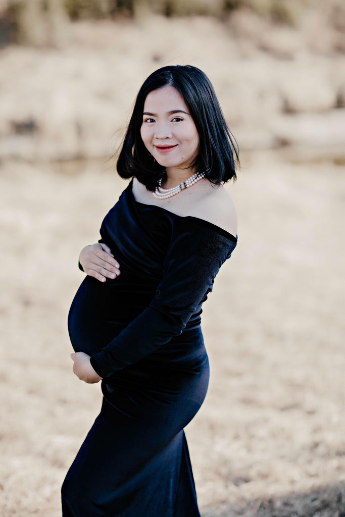 Black Velvet Maternity gown M Pinkstar Maternity Couture Black Velvet Maternity gown M Pinkstar Maternity Couture