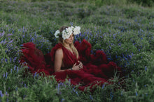 BEAUTIFUL RUFFLED RED COUTURE GOWN
