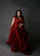BEAUTIFUL RUFFLED RED COUTURE GOWN
