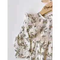 Elephant Mom - Baby Apricot Blossoms Muslin Romper Dress Outfit   3 m