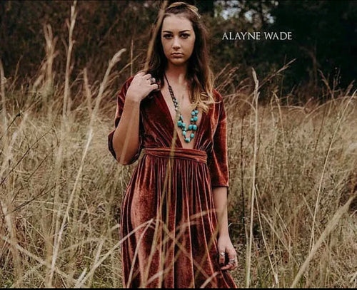 Rust boho velvet dress
