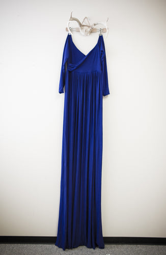Royal Blue Emerlie Gown • Fitted Maternity Gown • Long Sleeve Maternity Gown • Slim Fit Maternity Gown • Maxi Dress • by Sew Trendy