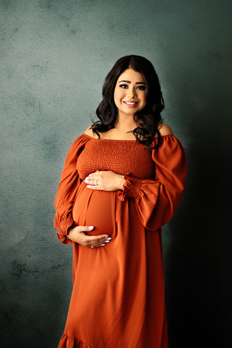 Rust Boho Maternity Gown  size sm